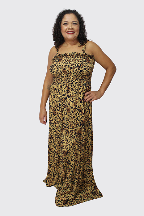 Vestido Feminino Longo Plus Size Com Laço