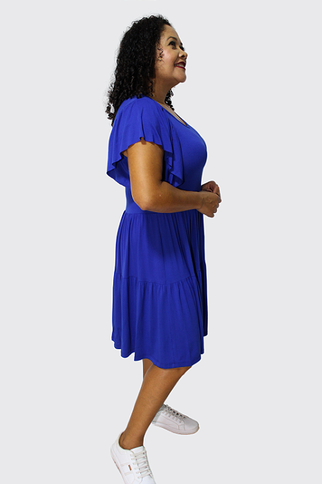 Vestido Feminino Curto com  Mangas em Babados