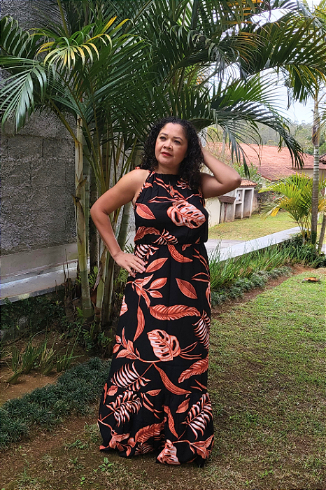 Vestido Feminino Longo Viscolinho Estampado