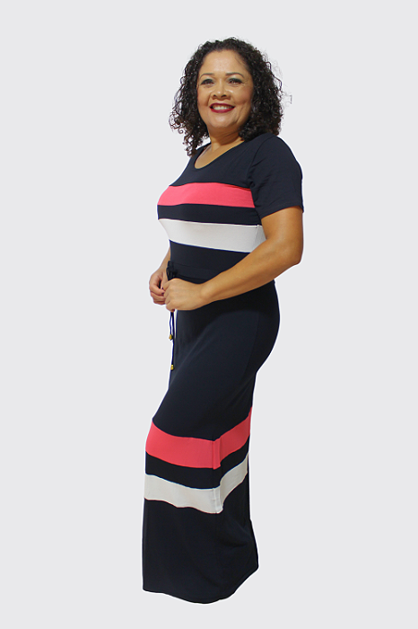 Vestido Femnino Longo Stella Manga Curta