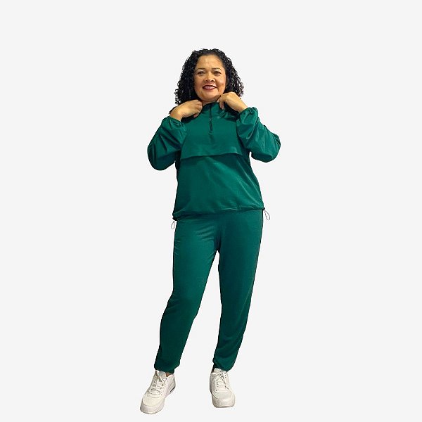 Conjunto Feminino Gola Alta com Regulagem e Calça com Punho