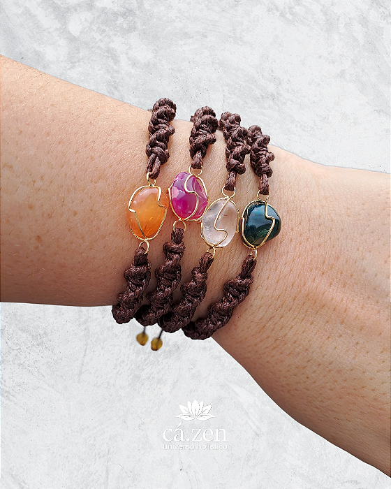 Pulseiras Macramê com Ágata Castroada