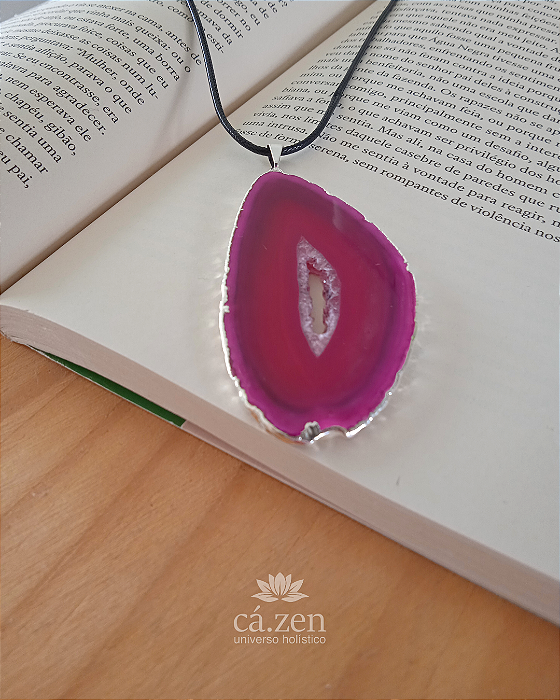 Colar Chapa de Ágata - Pedra Natural