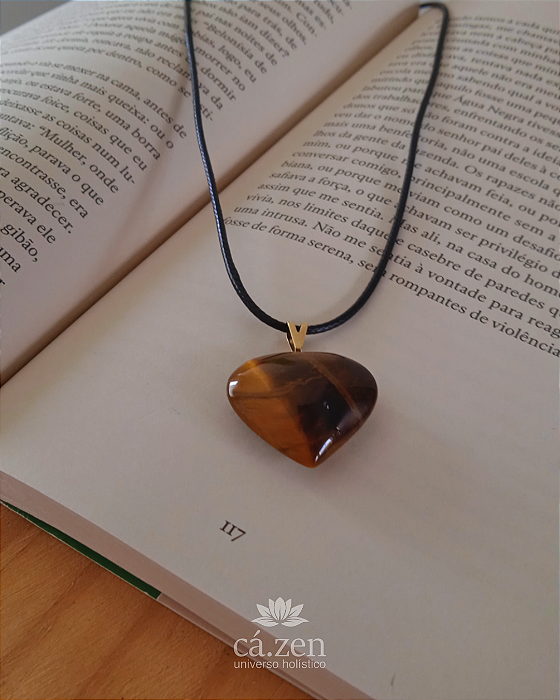 Colar Pingente Coração -  Pedra Natural