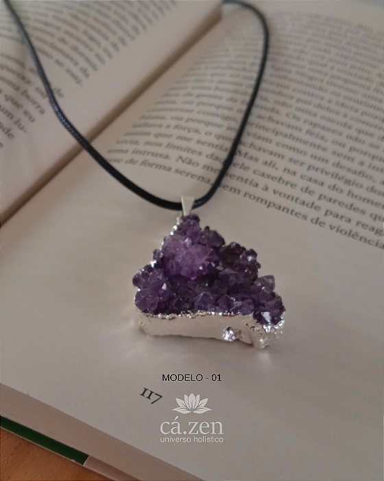 Colar Drusa de Ametista - Pedra Natural
