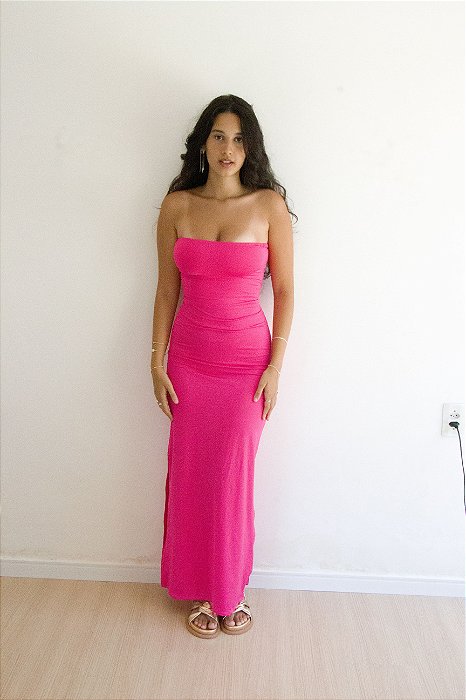 Vestido Tubinho Longo Rosa Pink