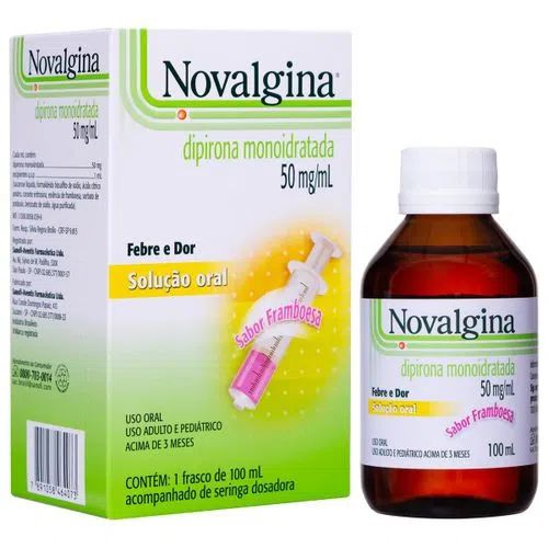 Analgésico Novalgina Solução Oral 50mg/ml com Seringa Dosadora 100 ml