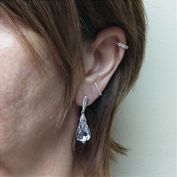 Brincos de prata 925 com cristal