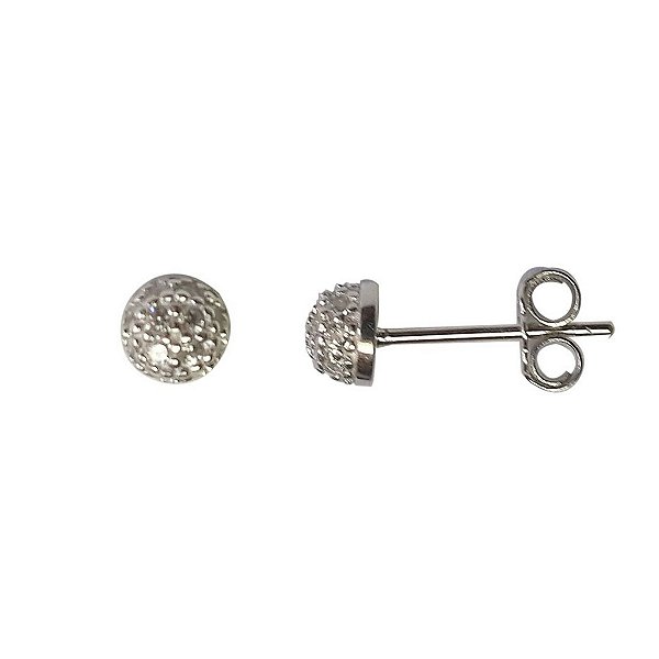 Brincos de prata 925 de bolinha com micro zircônia cravejada