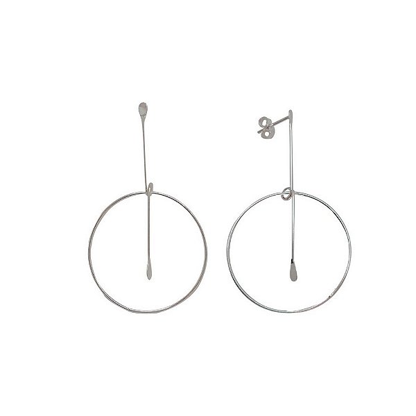 Brincos de prata 925 fio circulo vazado