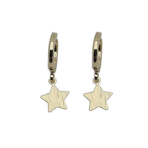 Brincos Folheados a ouro 18k argolinhas com estrela.