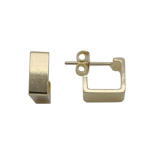 Brincos Folheados a ouro 18k formato quadrado liso