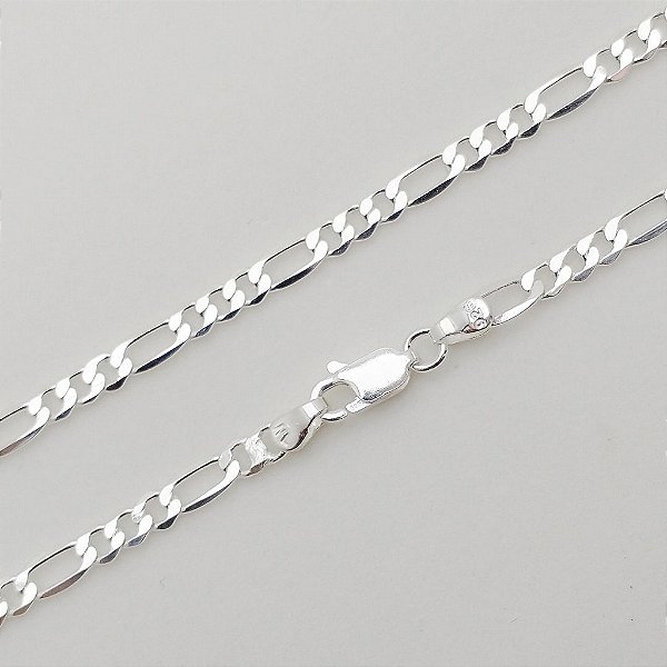 Corrente de prata 925 fígaro masculina 3x1