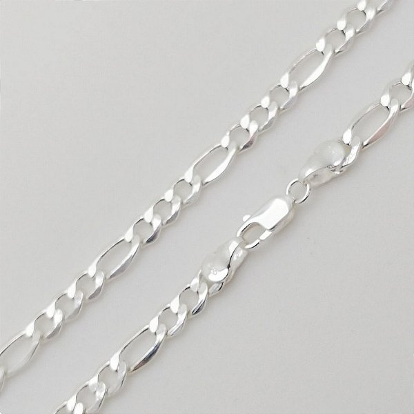 Corrente de prata 925 fígaro masculina 3x1