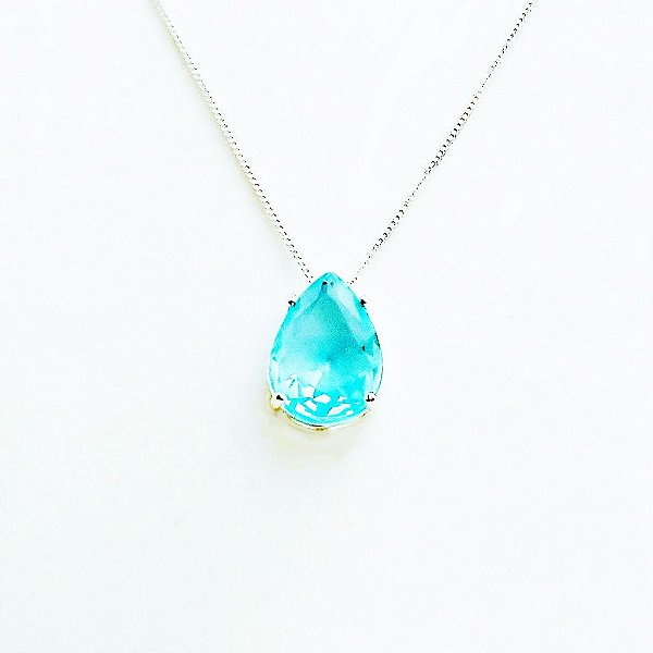 Gargantilha de prata 925 gota azul