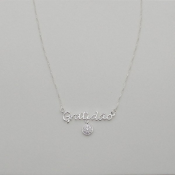 Gargantilha de prata 925 gratidão