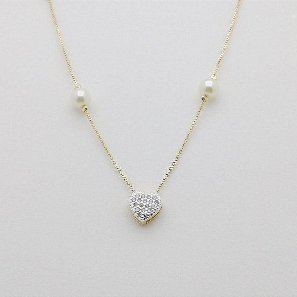 Gargantilha folheado a ouro 18k com  detalhes em pérolas