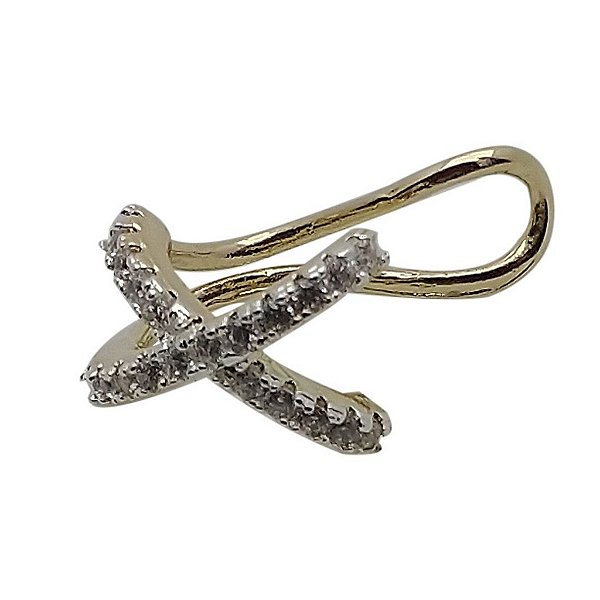 Piercing folheado a ouro 18k detalhe pedra zircônia cravejadas