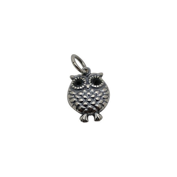 Pingente de prata 925 envelhecida Coruja.