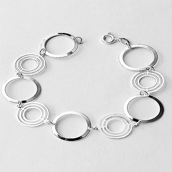 Pulseira de prata 925 argolas