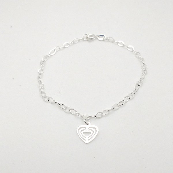Pulseira de prata 925  berloque coração