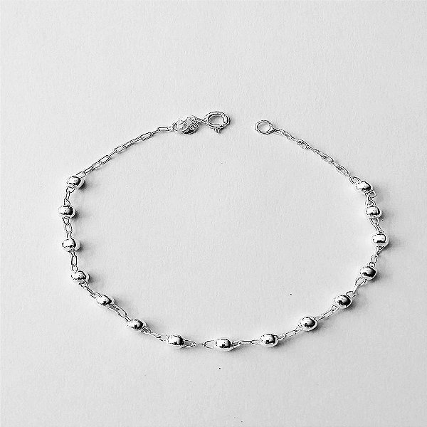 Pulseira de prata 925 bolinha