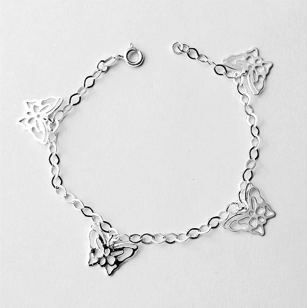 Pulseira de prata 925 borboleta balão
