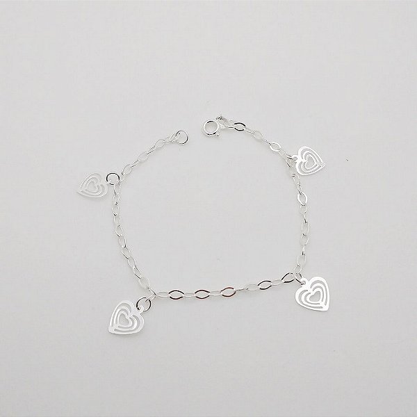 Pulseira de prata 925 com pingente coração