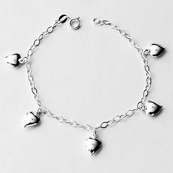 Pulseira de prata 925 coração cheio