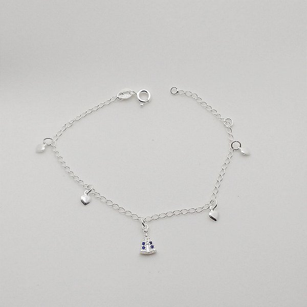 Pulseira de prata 925 coração nossa senhora Aparecida