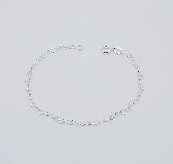 Pulseira de prata 925 coração vazado
