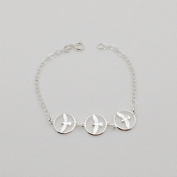 Pulseira de prata 925 espirito santo vazado