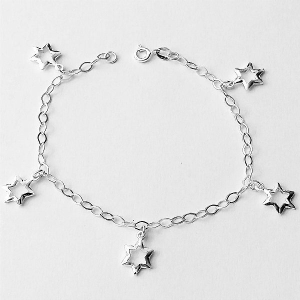 Pulseira de prata 925 estrela balão