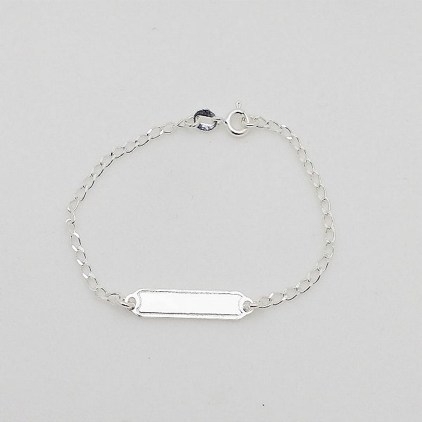 Pulseira de prata 925 infantil plaquinha