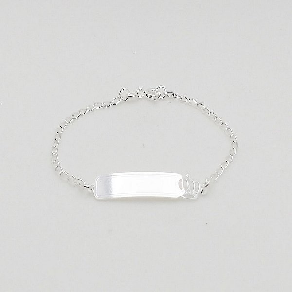 Pulseira de prata 925 infantil plaquinha/coroa