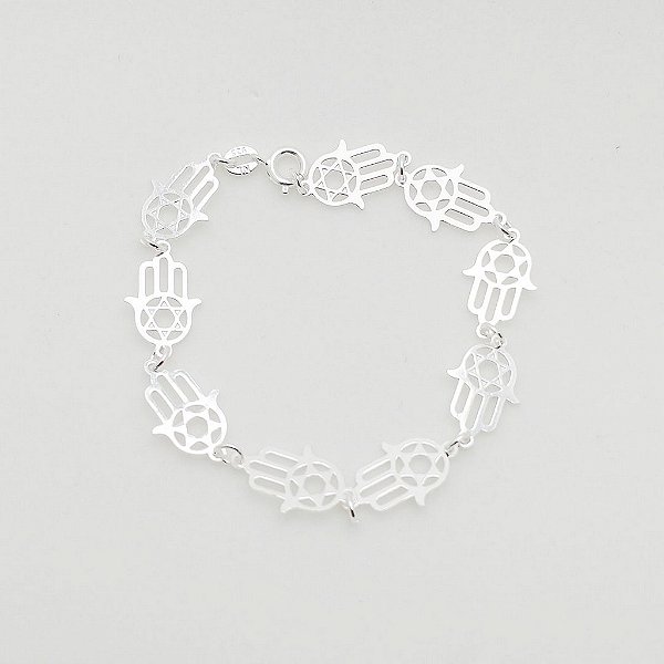Pulseira de prata 925 mão de Fatima vazado