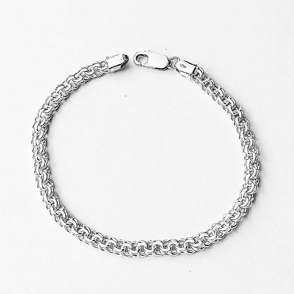 Pulseira de prata 925 masculino groumet elo duplo