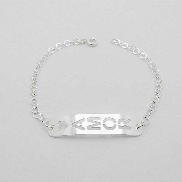 Pulseira de prata 925 plaquinha AMOR