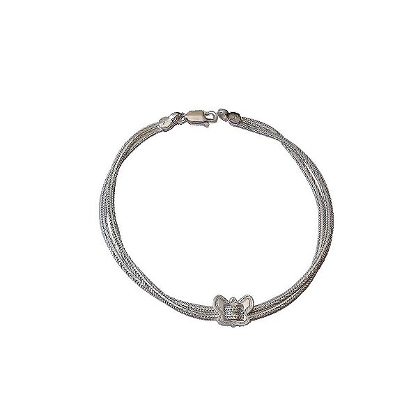 Pulseira de prata 925 rabo de rato borboleta/nó