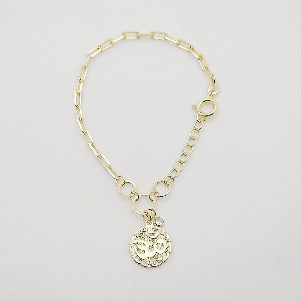 Pulseira folheado a ouro 18k com símbolo Yoga