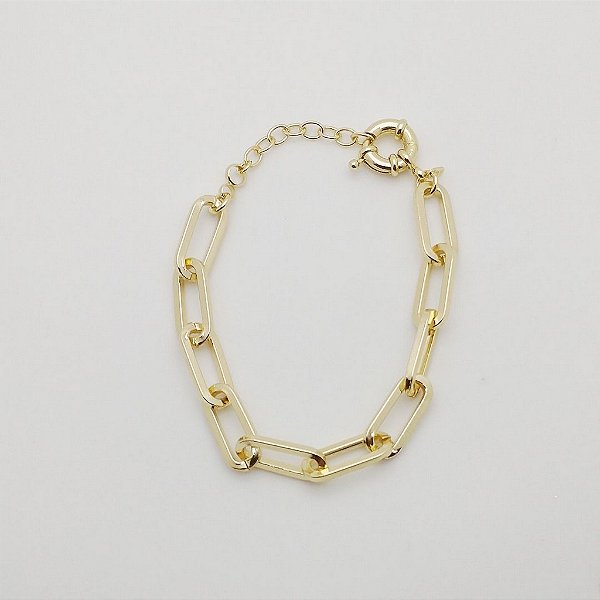Pulseira folheado a ouro 18k corrente cadeado quadrado com fecho boia