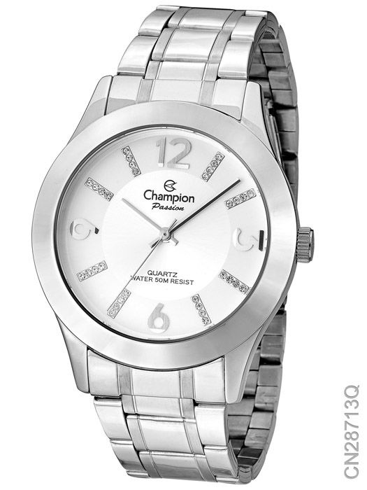 Relógio Champion CN28713Q feminino prateado mostrador branco