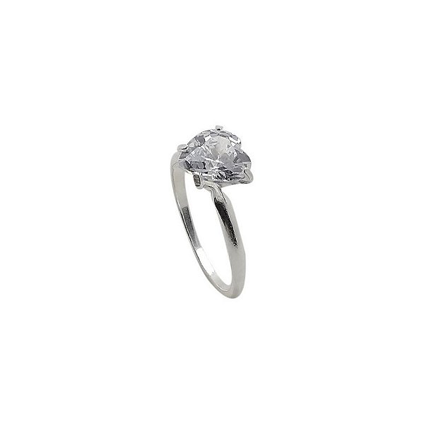 Anel de prata 925 com pedra zircônia coração