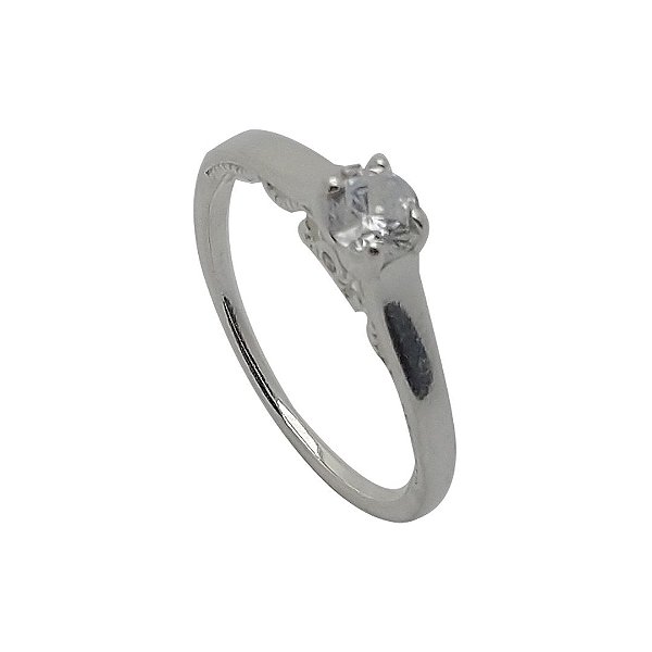 Anel de prata 925 solitário com zircônia.