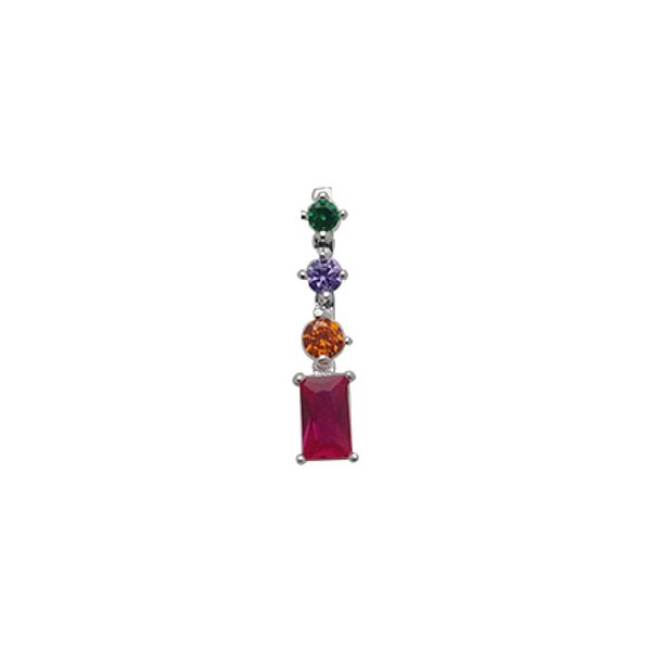 Pingente de prata 925 com pedra zircônia colorida