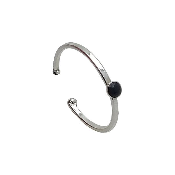 Anel de prata 925 regulável resina cor onix
