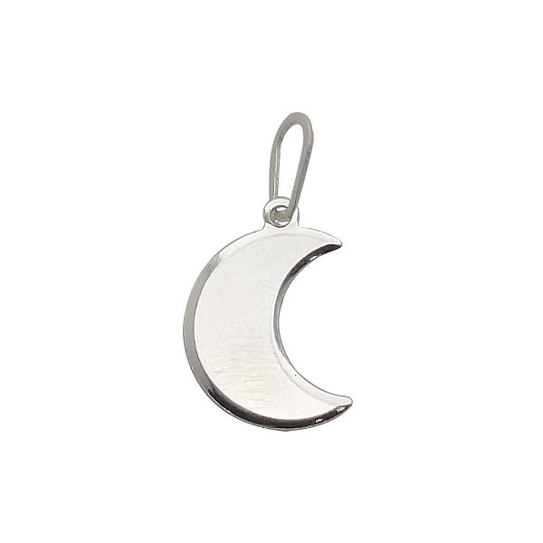 Pingente de prata 925 medalha lua lisa