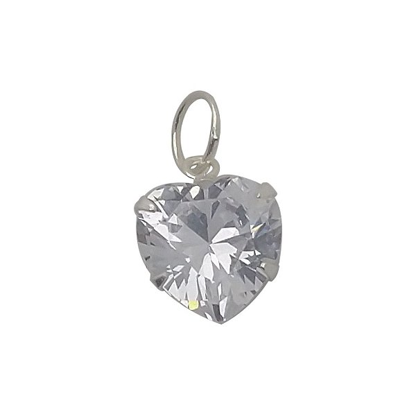 Pingente de prata 925 coração zircônia cristal