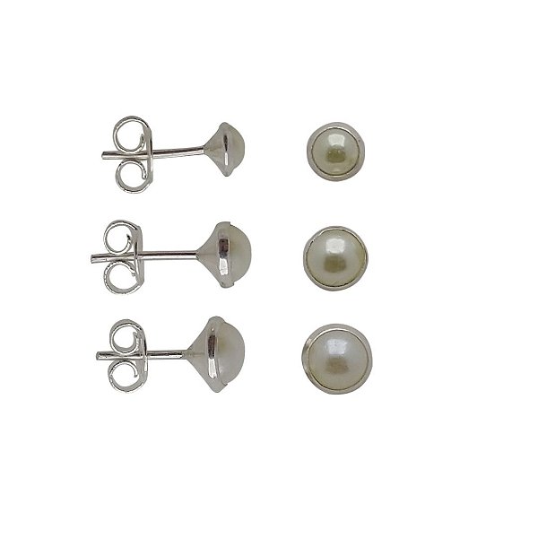 Brincos de prata  925 cartela 4/5/6mm pedra embutidas