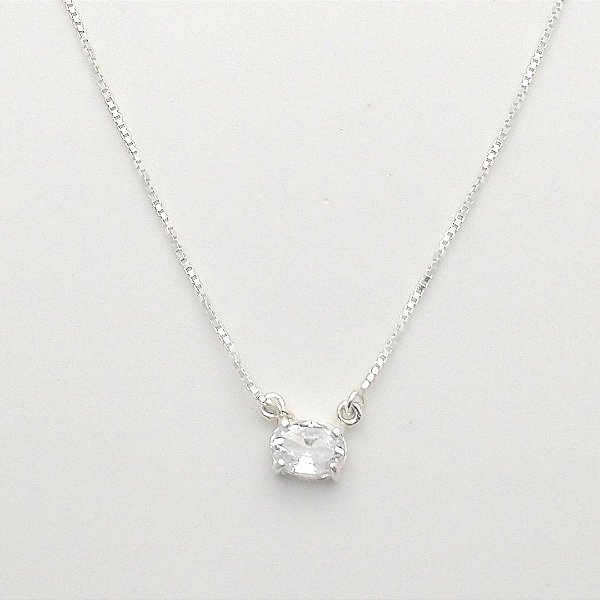 Gargantilha de prata 925 choker zircônia oval cristal